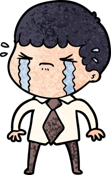 Bir insan tarafından çizilmiş ağlayan çizgi film adamı.