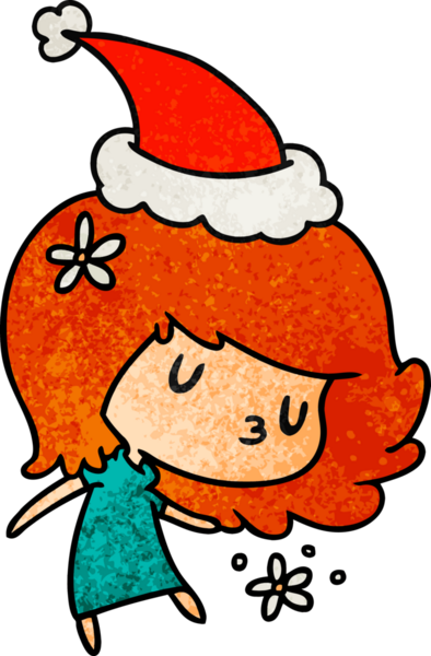 Bir insan tarafından çizilmiş kawai kızının el çizimi karikatürü.