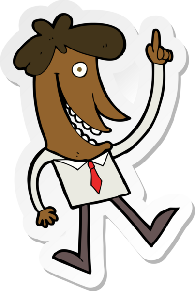 Bir insan tarafından çizilmiş fikri olan bir karikatürcünün çıkartması.