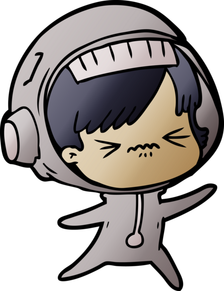 Bir insan tarafından çizilmiş kızgın uzay kızı.