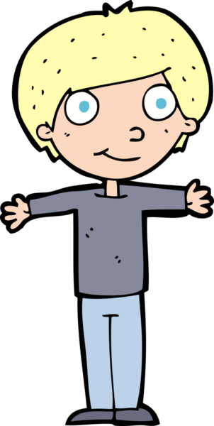 Bir insan tarafından çizilmiş kolları açık mutlu çocuk çizgi filmi.