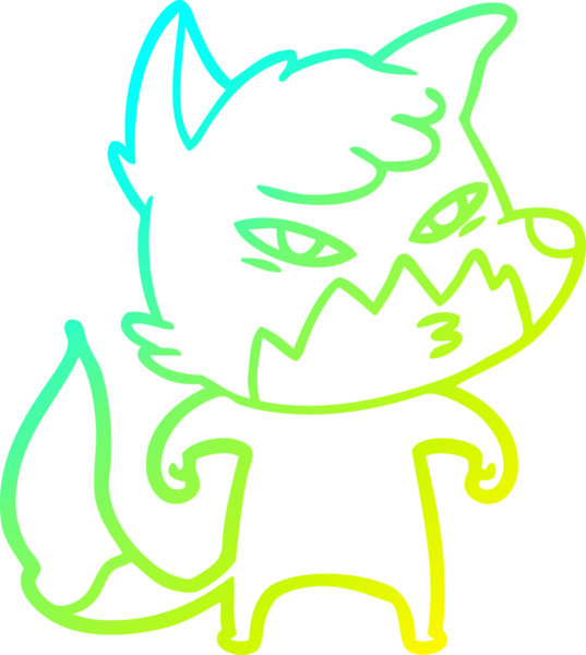 Bir insan tarafından çizilmiş akıllı bir tilkinin soğuk çizgi çizimi.