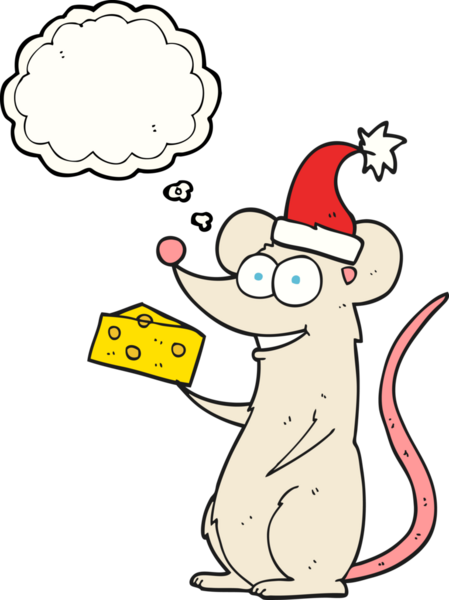 Bir insan tarafından çizilmiş serbest çizim balon karikatür noel faresi.