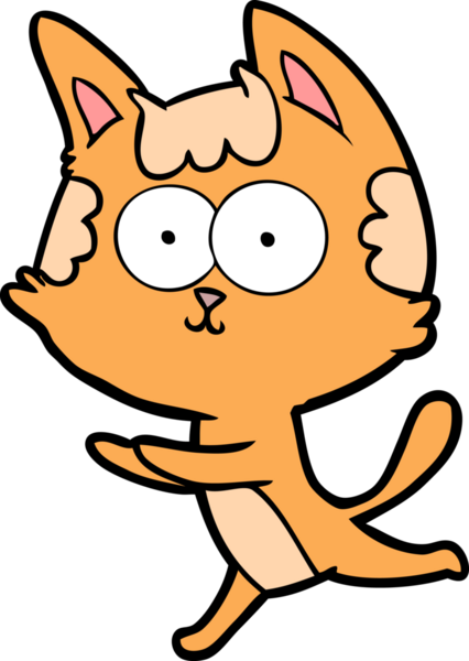 Bir insan tarafından çizilmiş mutlu çizgi film kedisi.