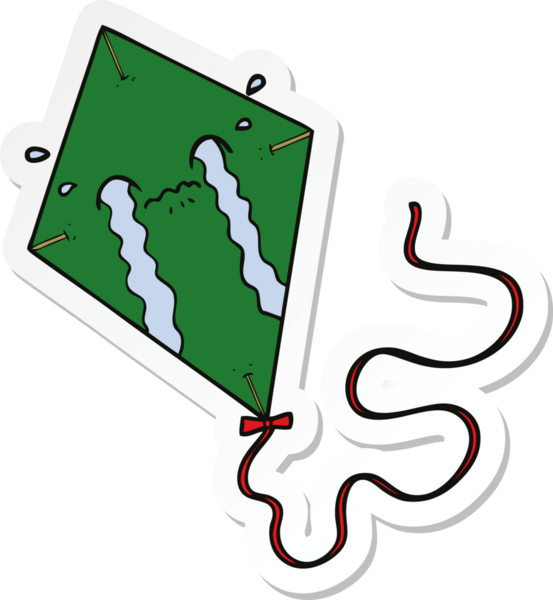 Bir insan tarafından çizilmiş bir çizgi film uçurtmasının çıkartması.