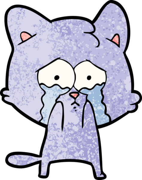 Bir insan tarafından çizilmiş ağlayan kedi çizgi filmi.