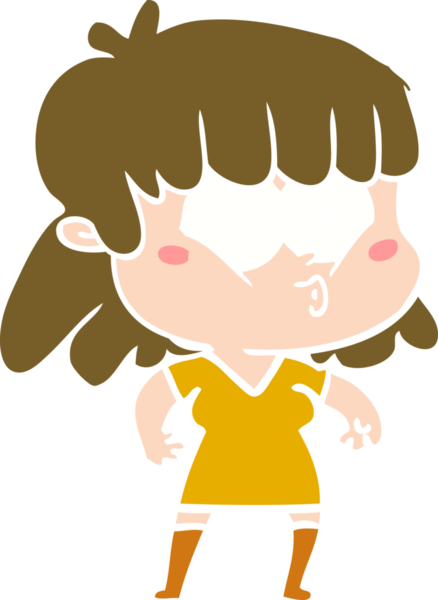 Bir insan tarafından çizilmiş düz renkli bir karikatür.