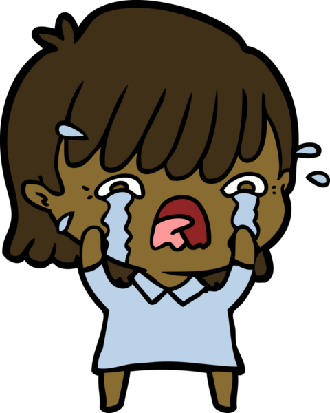 Bir insan tarafından çizilmiş ağlayan çizgi film kızı.