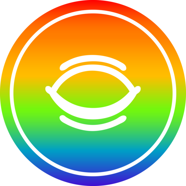 Gökkuşağı gradyan bir insan tarafından çizilmiş kapalı göz dairesel simgesi
