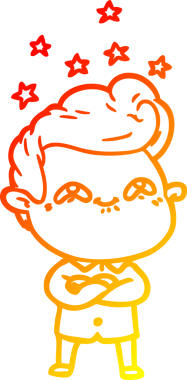 Bir insan tarafından çizilmiş, heyecanlı bir çizgi film çizimi.