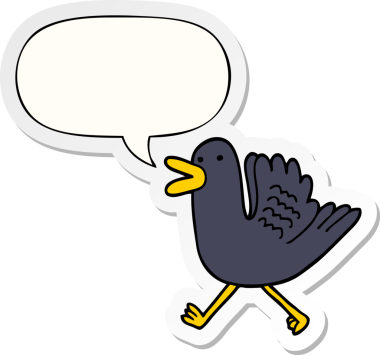 Bir insan tarafından çizilmiş konuşma kabarcığı çıkartmasıyla koşan çizgi film ördeği