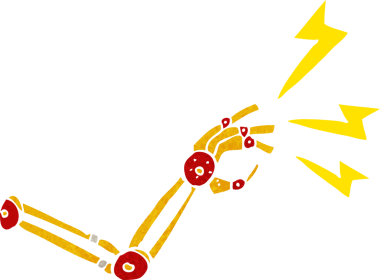 bir insan tarafından çizilmiş robot bir kol.