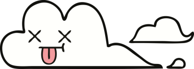 Bir insan tarafından çizilmiş sevimli bir bulut karikatürü.