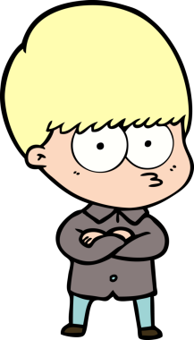 Bir insan tarafından çizilmiş sinirli çizgi film çocuğu.