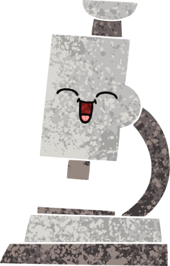 Bir insan tarafından çizilmiş mikroskobun retro illüstrasyon tarzı karikatürü