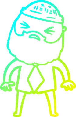 Bir insan tarafından çizilmiş sakallı bir çizgi film karakteri.