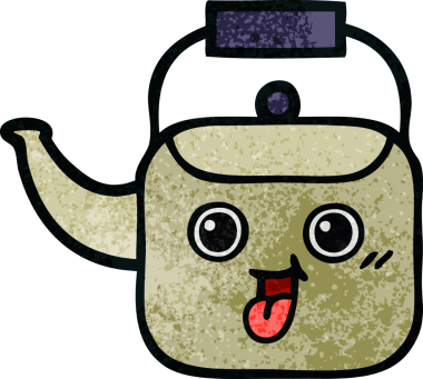 Bir insan tarafından çizilmiş eski grunge desenli bir çaydanlık.