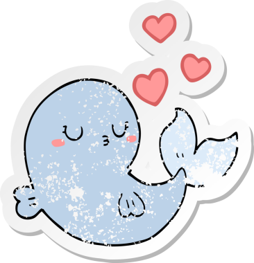 Sevimli bir balinanın insan tarafından çizilmiş kederli çıkartması.