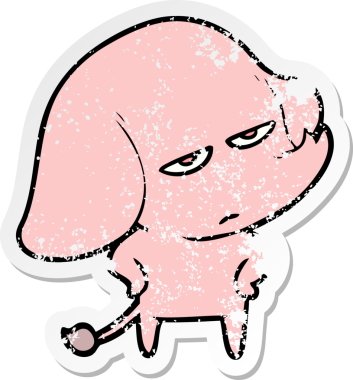 Bir insan tarafından çizilmiş kızgın bir fil çıkartması.