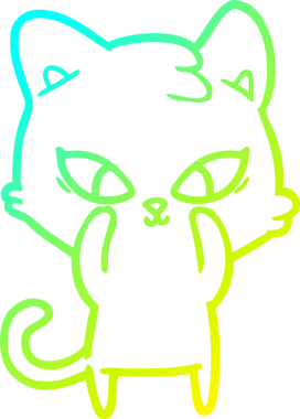 Bir insan tarafından çizilmiş bir çizgi film kedisinin soğuk gradyan çizgisi.