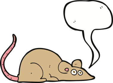 bir insan tarafından çizilmiş konuşma balonu olan çizgi film faresi