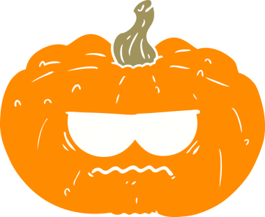 Bir insan tarafından çizilmiş düz renkli balkabağı.