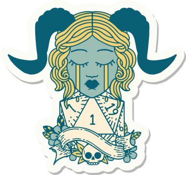 Ağlama etiketi, bir insan tarafından çizilmiş doğal bir D20 zar atışıyla bağlanmış.