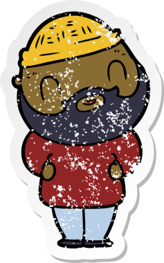 Bir insan tarafından çizilmiş sakallı bir adamın sıkıntılı çıkartması.