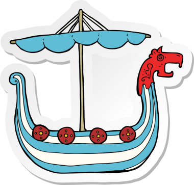 Bir insan tarafından çizilmiş viking gemisinin çıkartması.