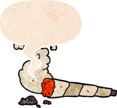 Konuşma baloncuklu çizgi film sigarası bir insan tarafından çizilmiş dertli retro desenli