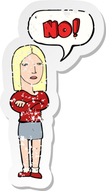 Bir insan tarafından çizilmediğini söyleyen karikatürlü bir kadının gerilimli çıkartması.