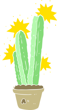 Bir insan tarafından çizilen kaktüsün düz renk çizimi