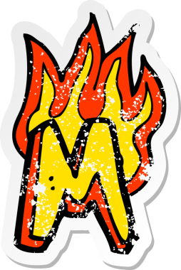 Bir insan tarafından çizilmiş yanan bir karikatürün gerilimli yapıştırması.