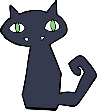 bir insan tarafından çizilmiş kara kedi çizgi filmi