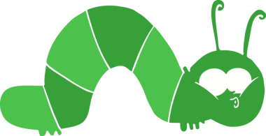 Bir insan tarafından çizilmiş düz renkli çizgi film tırtılı.