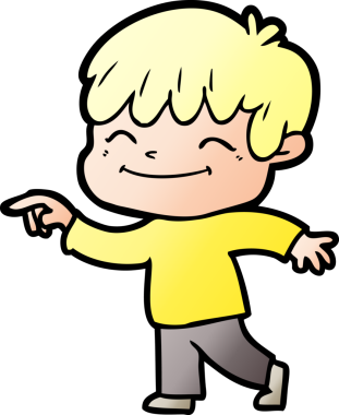 Bir insan tarafından çizilmiş mutlu çocuk çizgi filmi.