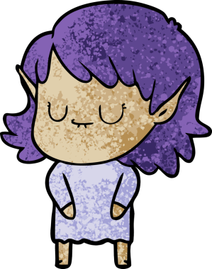 Bir insan tarafından çizilmiş mutlu elf kızı.