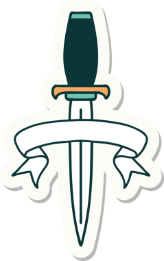 Bir insan tarafından çizilmiş bir hançer sancağına sahip dövme stili.