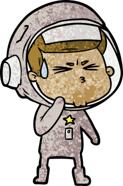 Çizgi film bir insan tarafından çizilmiş astronot.