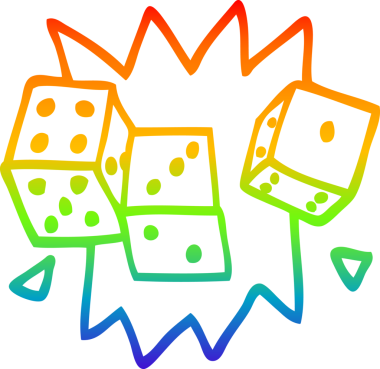 gökkuşağı gradyan çizgi çizimi bir insan tarafından çizilmiş şanslı zar