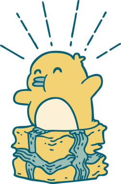 Geleneksel dövme stili penguen insan tarafından çizilmiş.