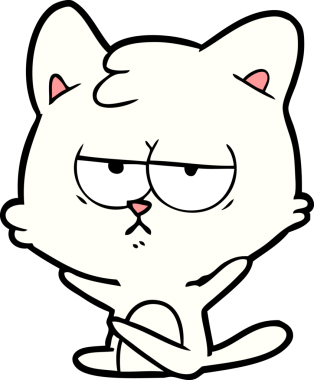 Bir insan tarafından çizilmiş sıkıcı çizgi film kedisi.