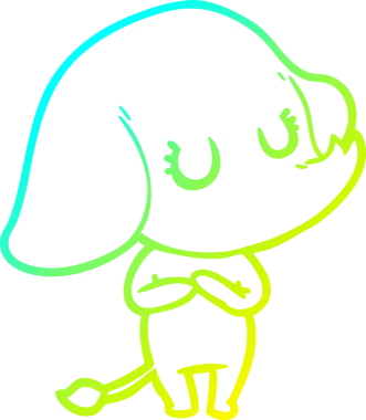 Bir insan tarafından çizilmiş şirin bir filin soğuk gradyan çizgisi