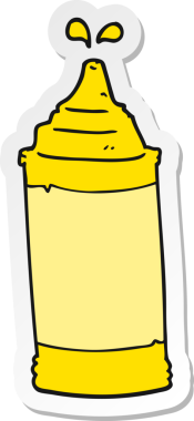 Bir insan tarafından çizilmiş hardal şişesinin çıkartması.