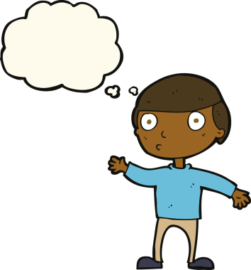 Bir insan tarafından çizilmiş düşünce baloncuğu olan bir çizgi film adamı.