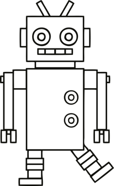 Bir insan tarafından çizilmiş dans eden bir robot çizimi