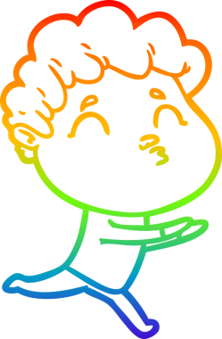 Gökkuşağı gradyan çizgi çizimi bir insan tarafından çizilen bir çizgi film adamı