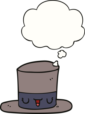 Bir insan tarafından çizilmiş düşünce baloncuklu silindir şapka.