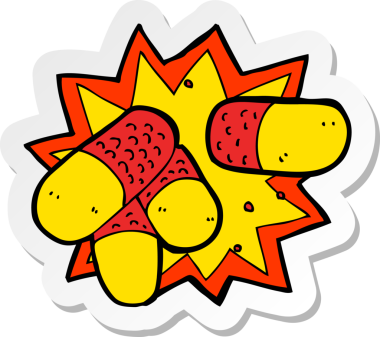 Bir insan tarafından çizilmiş bir karikatür ağrı kesicinin çıkartması.