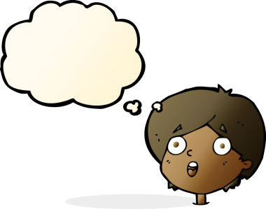 Bir insan tarafından çizilmiş düşünce baloncuklu çizgi film hayret verici bir ifade